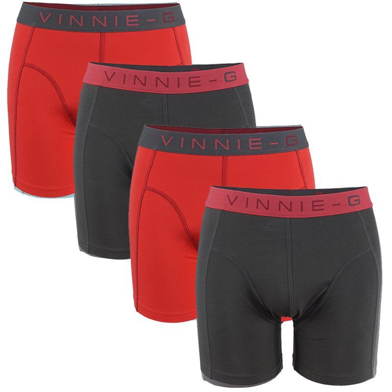 Een Dag Actie - Vinnie-G Boxershorts Flamingo Rood - Antraciet 4-Pack