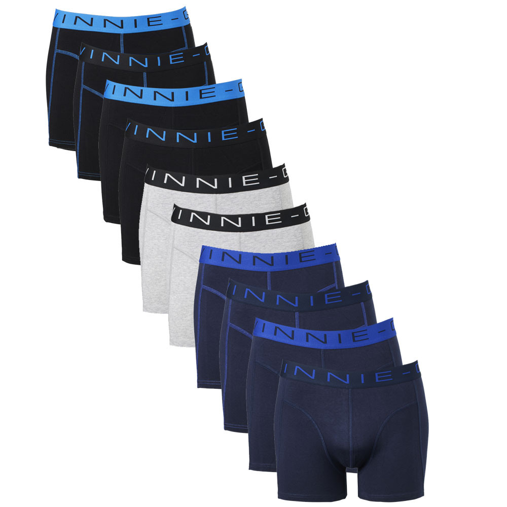 Een Dag Actie - Vinnie-G Boxershorts Voordeelpakket 10-Pack Black / Blue / Grey Een Dag Actie - Vinnie-G Boxershorts Voordeelpakket 10-Pack Black / Blue / Grey