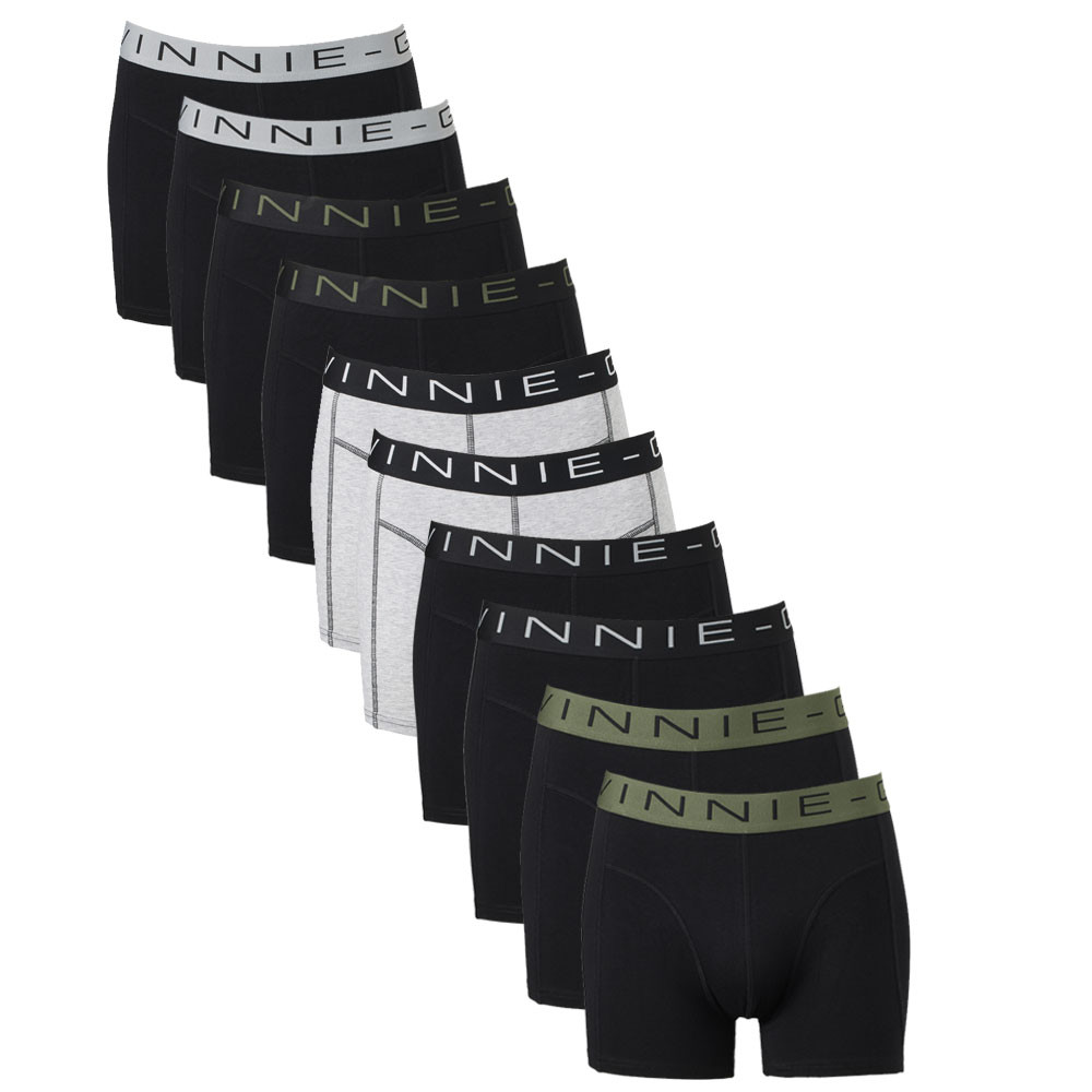 Een Dag Actie - Vinnie-G Boxershorts Voordeelpakket 10-Pack Black / Forest Green / Grey Een Dag Actie - Vinnie-G Boxershorts Voordeelpakket 10-Pack Black / Forest Green / Grey