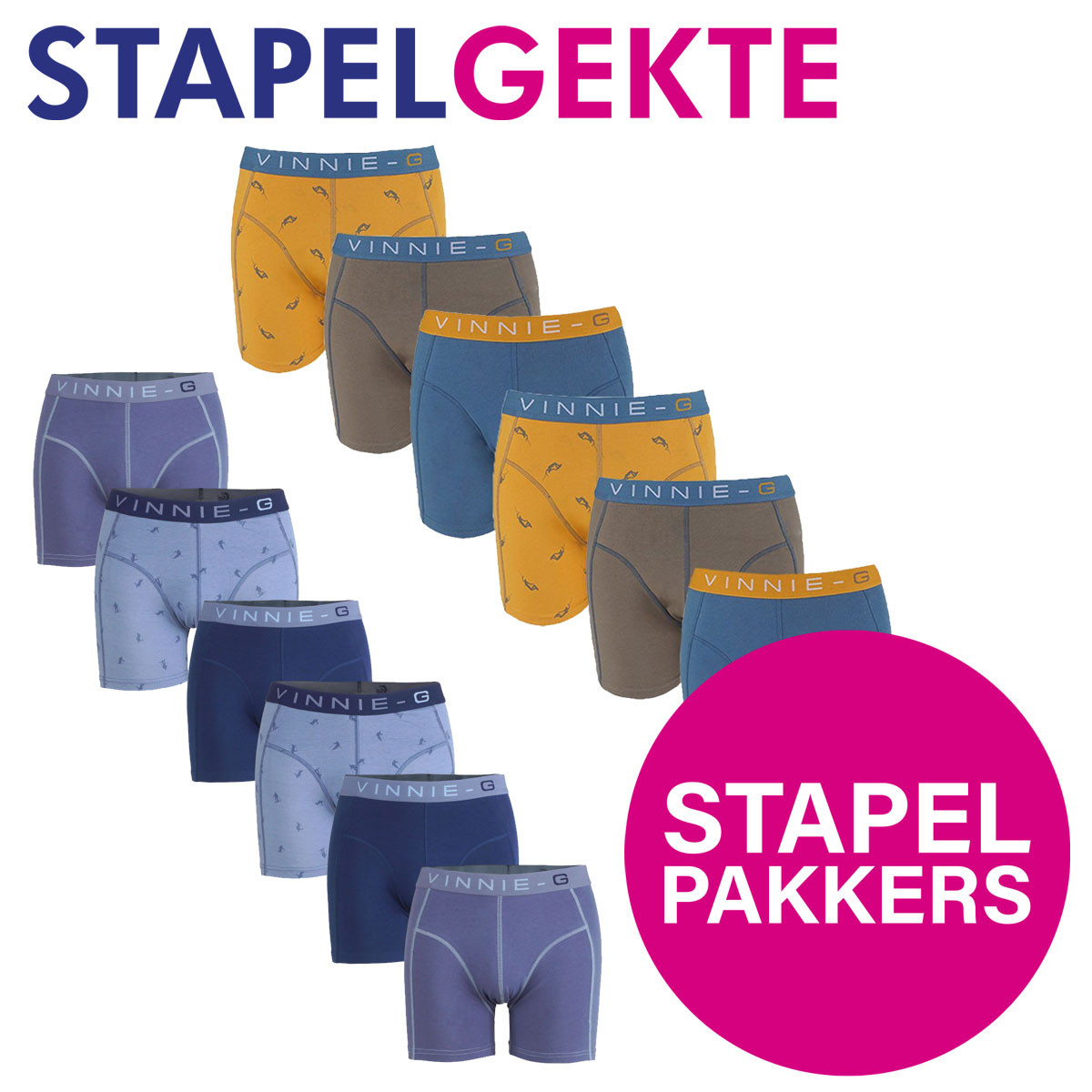 Een Dag Actie - Vinnie-G Boys Kinder Boxershorts 8-Pack