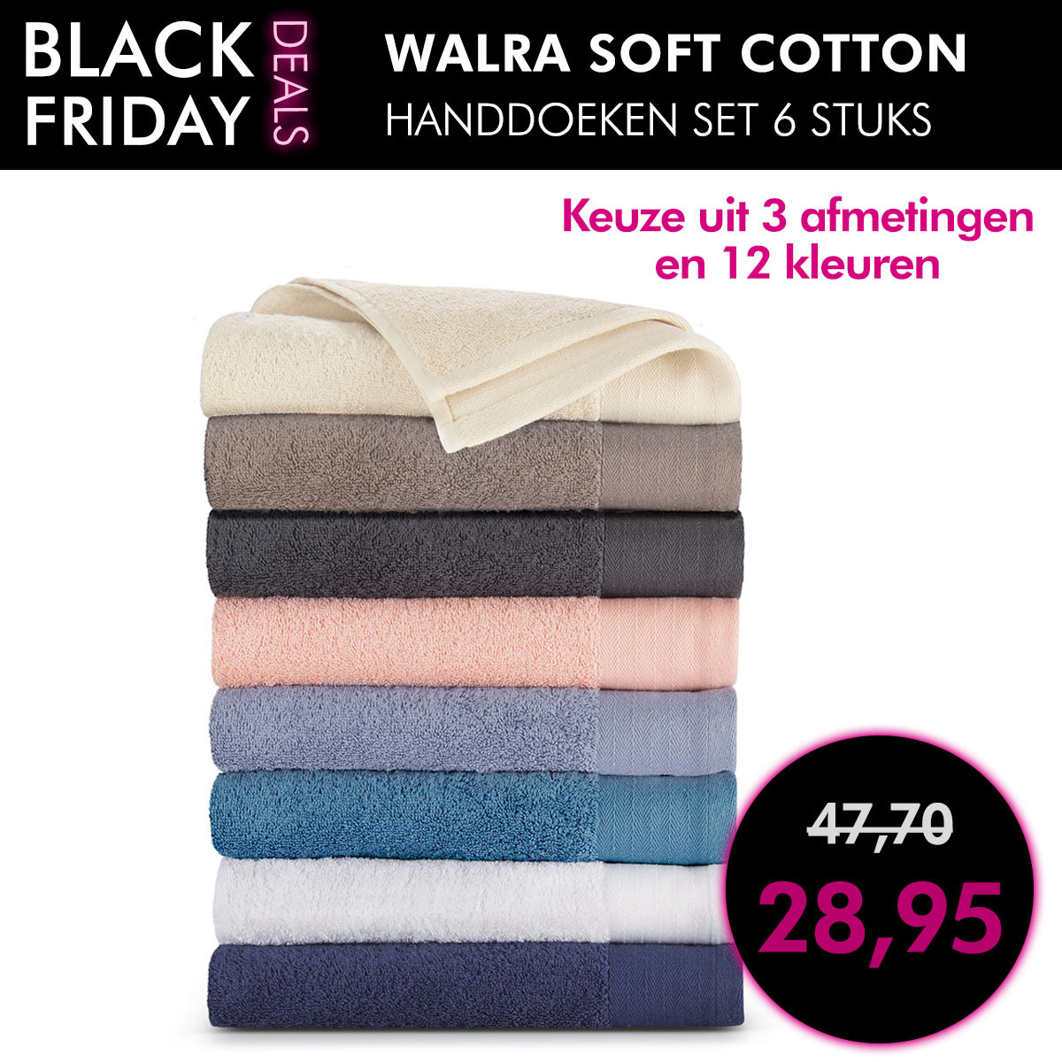 Een Dag Actie - Walra Soft Cotton Handdoeken Set 6 Stuks