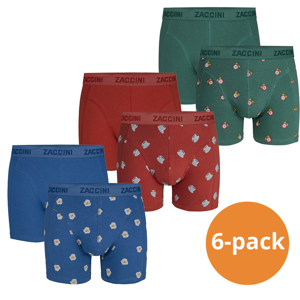 Een Dag Actie - Zaccini Boxershorts Goodmorning 6-Pack Multicolor Een Dag Actie - Zaccini Boxershorts Goodmorning 6-Pack Multicolor