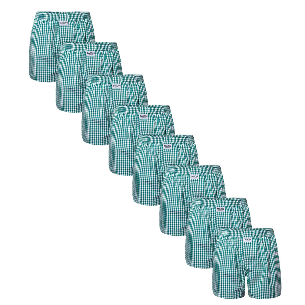 Een Dag Actie - Zaccini Wijde Boxershorts Woven 8-Pack Green Een Dag Actie - Zaccini Wijde Boxershorts Woven 8-Pack Green