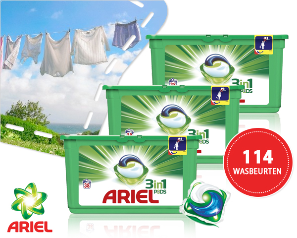 1 Day Fly - 114 Wasbeurten Ariel 3-​In-​1 Pods Color Of Regular