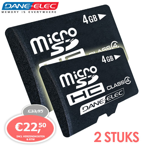 1 Day Fly - 2 Stuks 4Gb Microsdhc Card