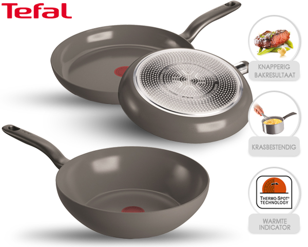 1 Day Fly - 3-Delige Tefal Ceramic Control Pannenset 1 Day Fly - 3-Delige Tefal Ceramic Control Pannenset