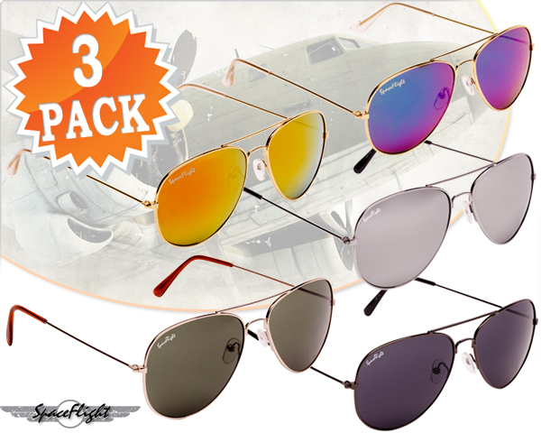 1 Day Fly - 3-Pack Aviator Zonnebrillen