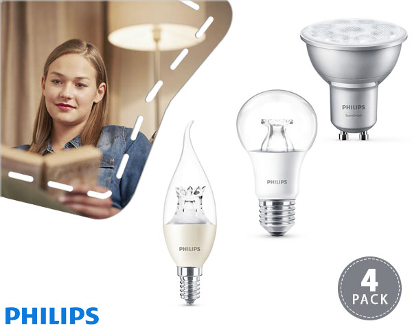 1 Day Fly - 4-​Pack Philips Instelbare Led Lampen