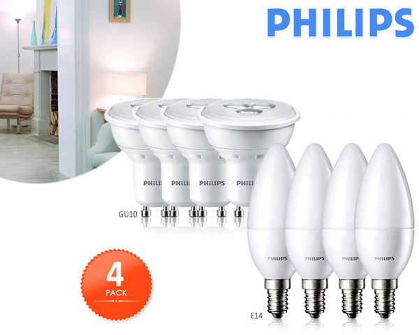 1 Day Fly - 4-​Pack Philips Warm Witte Led Spots Of Kaarslampen