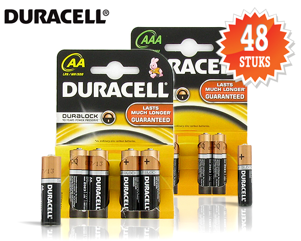 1 Day Fly - 48 X Duracell Duralock Batterijen Blijven 10 Jaar Goed