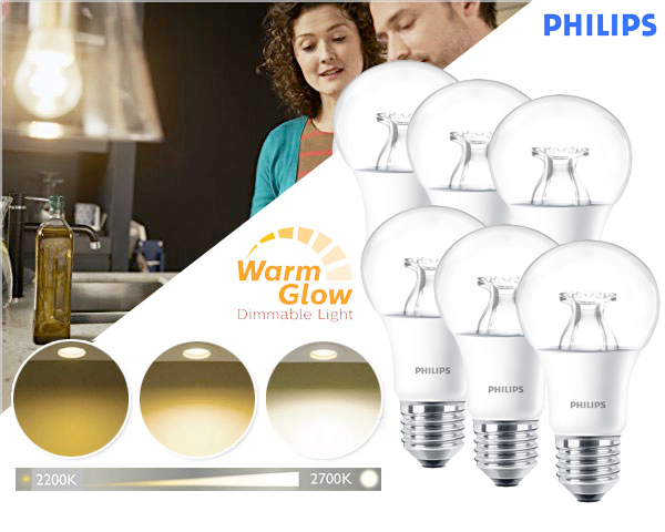 1 Day Fly - 6-Pack Philips Warm Glow Dimbare E27 Led Lamp Helder Of Mat 1 Day Fly - 6-Pack Philips Warm Glow Dimbare E27 Led Lamp Helder Of Mat