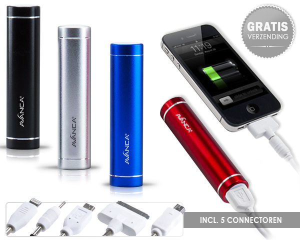1 Day Fly - Avanca 2200Mah Powertube: Noodoplader Voor Onderweg 1 Day Fly - Avanca 2200Mah Powertube: Noodoplader Voor Onderweg