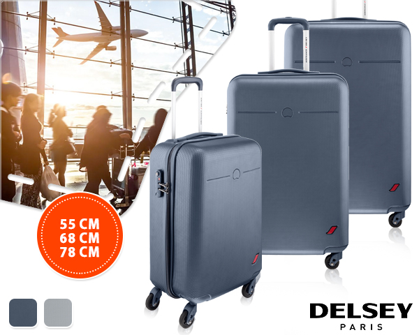 1 Day Fly - Delsey Trolley Met 4 Wielen In Drie Maten 1 Day Fly - Delsey Trolley Met 4 Wielen In Drie Maten