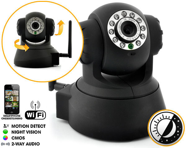 1 Day Fly - Draadloze Indoor Netwerk Camera Met Nachtvisie En Pan/tilt 1 Day Fly - Draadloze Indoor Netwerk Camera Met Nachtvisie En Pan/tilt
