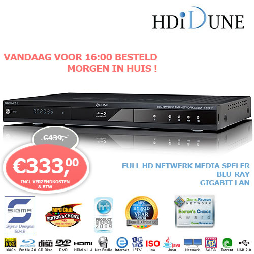 1 Day Fly - Dune Bd Prime 3.0 Full Hd Mediaspeler Met Blu-ray 1 Day Fly - Dune Bd Prime 3.0 Full Hd Mediaspeler Met Blu-ray