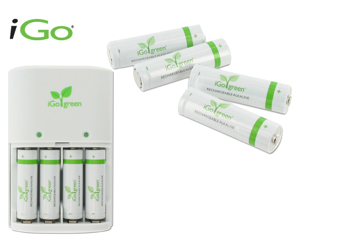 1 Day Fly - Igo Green Oplaadbare Alkaline Batterijen Met Lader 1 Day Fly - Igo Green Oplaadbare Alkaline Batterijen Met Lader