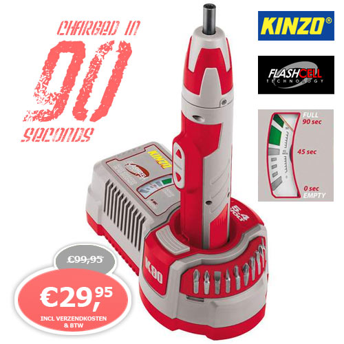 1 Day Fly - Kinzo Oplaadbare Schroevendraaier Pro K90 Flashcell