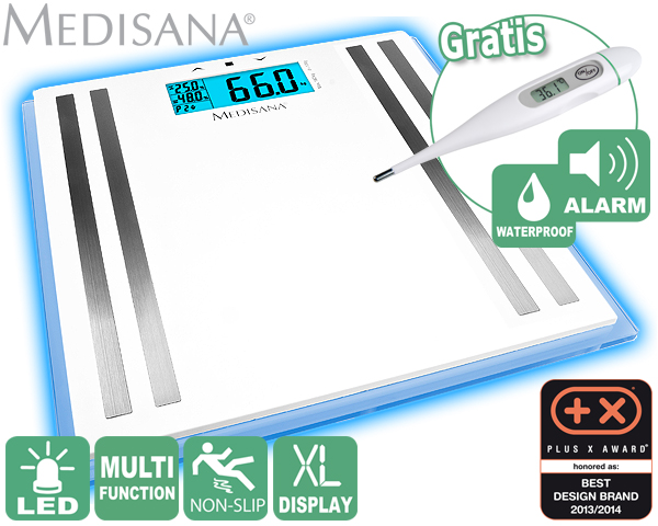 1 Day Fly - Medisana Lichaamsanalyse Weegschaal Met Gratis Thermometer 1 Day Fly - Medisana Lichaamsanalyse Weegschaal Met Gratis Thermometer
