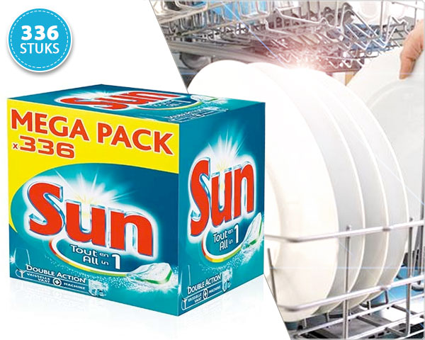 1 Day Fly - Mega Pack 336 Stuks Sun All-In-1 Afwastabletten 1 Day Fly - Mega Pack 336 Stuks Sun All-In-1 Afwastabletten