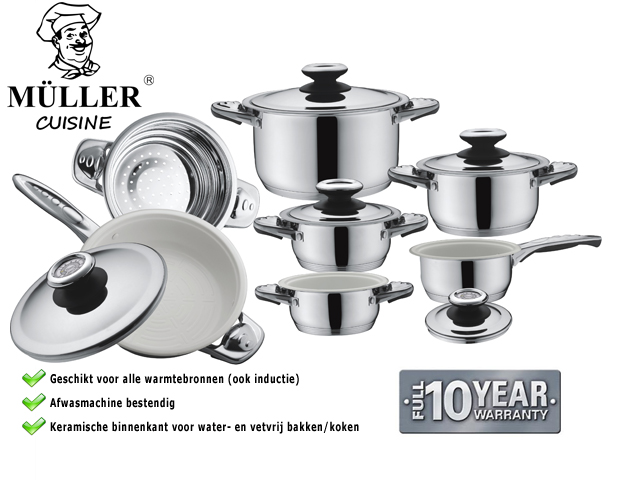1 Day Fly - Muller Cuisine 12 Delige Keramische Pannenset 1 Day Fly - Muller Cuisine 12 Delige Keramische Pannenset