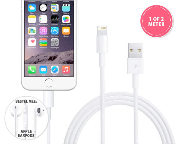 1 Day Fly - Originele Apple Lightning 1 Of 2 Meter Usb-​Kabel