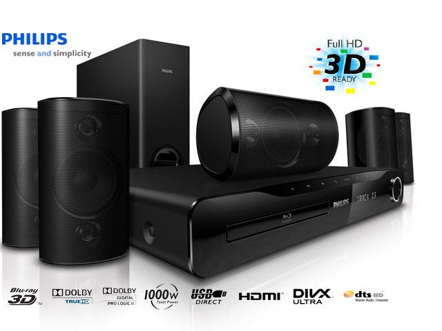 1 Day Fly - Philips 1000W 5.1 Home Cinema Set Met 3D En Blu-ray