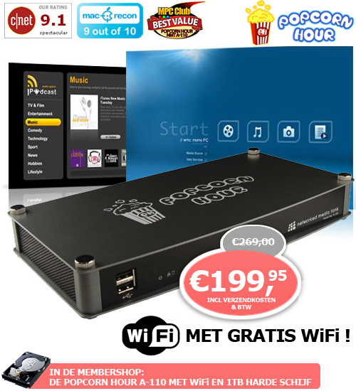 1 Day Fly - Popcorn Hour A-110 Network Media Tank Met Wifi