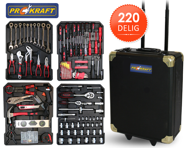 1 Day Fly - Pro Kraft 220-Delige Gereedschapstrolley 1 Day Fly - Pro Kraft 220-Delige Gereedschapstrolley