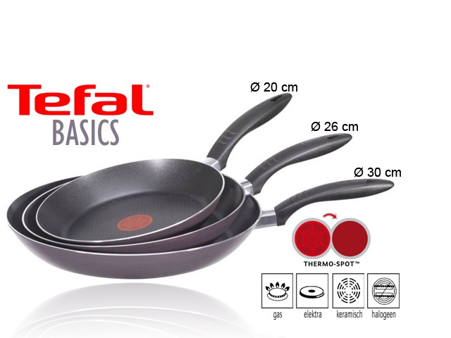 1 Day Fly - Set Van 3 Tefal Basics Anti-aanbak Koekepannen Met Thermospot 61% Korting