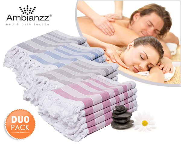 1 Day Fly - Twee Luxe Hammam Handdoeken In Vier Pastelkleuren 1 Day Fly - Twee Luxe Hammam Handdoeken In Vier Pastelkleuren