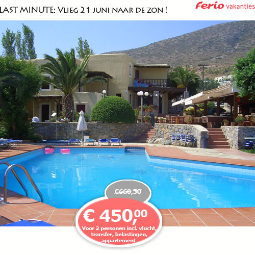 1 Day Fly - Vliegvakantie Chersonissos - 2 Personen 1 Day Fly - Vliegvakantie Chersonissos - 2 Personen