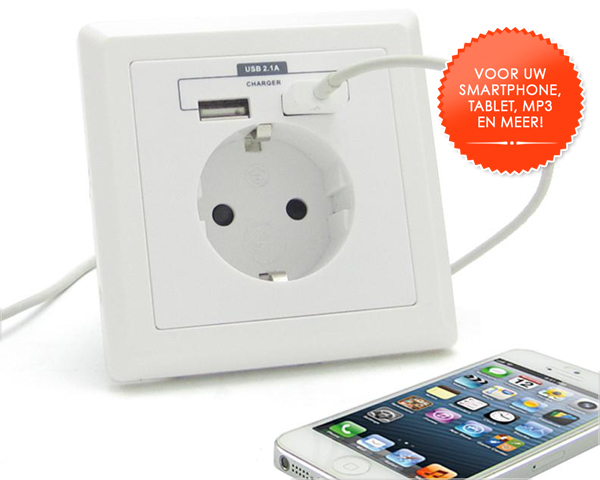 1 Day Fly - Wandcontactdoos Met 2 Usb Poorten 1 Day Fly - Wandcontactdoos Met 2 Usb Poorten