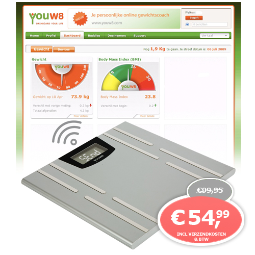 1 Day Fly - Youw8 Easy Draadloze Internet Weegschaal 1 Day Fly - Youw8 Easy Draadloze Internet Weegschaal