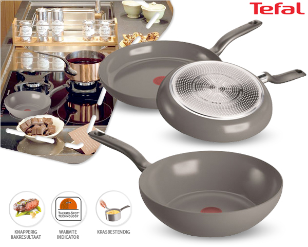 1 Day Fly Lady - 3-Delige Tefal Ceramic Control Pannenset 1 Day Fly Lady - 3-Delige Tefal Ceramic Control Pannenset