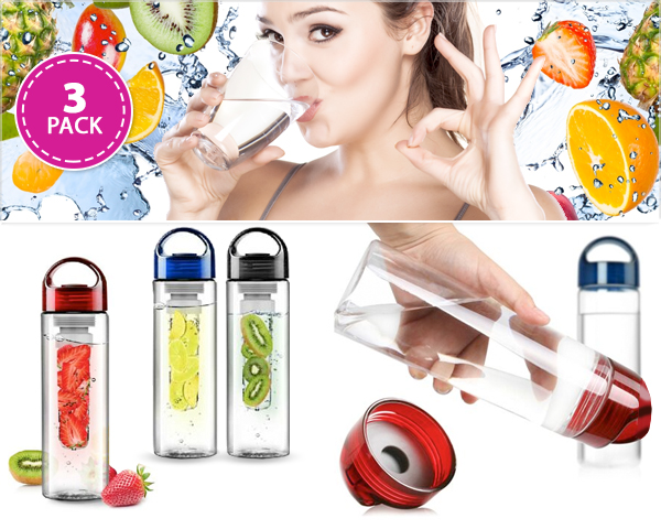 1 Day Fly Lady - 3-Pack Fruit Infuser Waterflessen 1 Day Fly Lady - 3-Pack Fruit Infuser Waterflessen