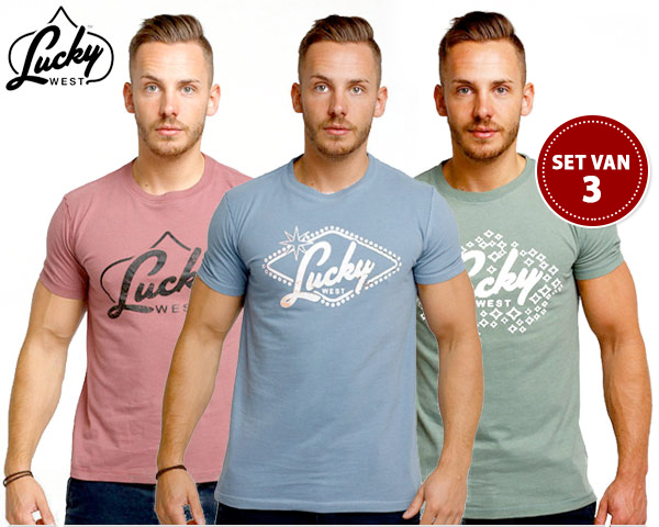 1 Day Fly Lady - 3-Pack Lucky West T-Shirts Voor Heren 1 Day Fly Lady - 3-Pack Lucky West T-Shirts Voor Heren