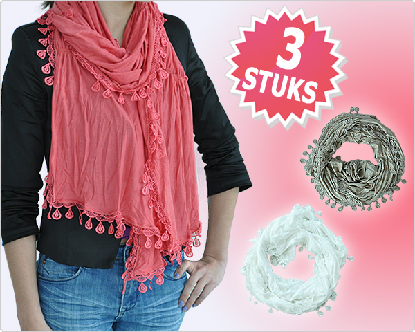 1 Day Fly Lady - 3 Stuks Prachtige Zomer Sjaals 1 Day Fly Lady - 3 Stuks Prachtige Zomer Sjaals