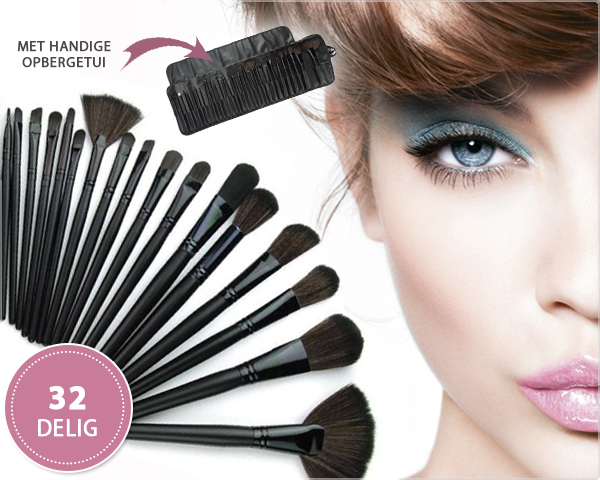 1 Day Fly Lady - 32-​Delige Make-​Up Kwastenset Met Opbergetui