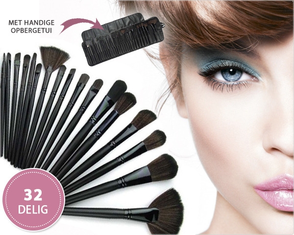 1 Day Fly Lady - 32-Delige Make-Up Kwastenset Met Opbergetui 1 Day Fly Lady - 32-Delige Make-Up Kwastenset Met Opbergetui