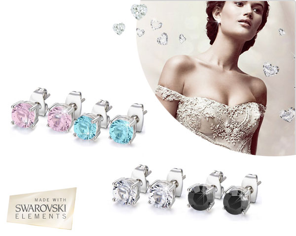 1 Day Fly Lady - 4 Paar Oorbellen Met Swarovski Elements 1 Day Fly Lady - 4 Paar Oorbellen Met Swarovski Elements