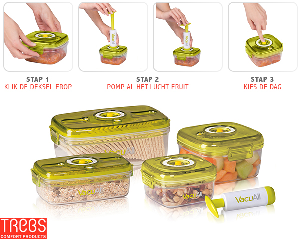 1 Day Fly Lady - 4 Stuks Vacuum Vershoudbakjes 1 Day Fly Lady - 4 Stuks Vacuum Vershoudbakjes
