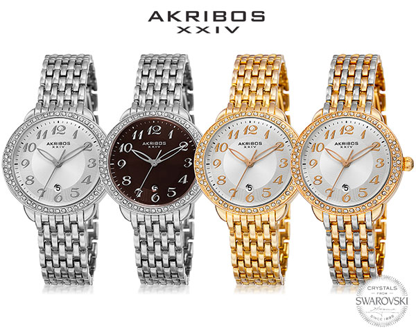 1 Day Fly Lady - Akribos Dameshorloges Met Kristallen Van Swarovski 1 Day Fly Lady - Akribos Dameshorloges Met Kristallen Van Swarovski