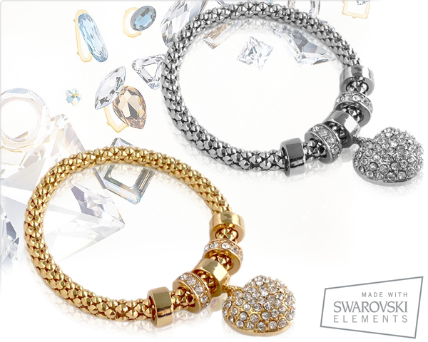 1 Day Fly Lady - Armband Met Hartjesbedel En Swarovski Elements 1 Day Fly Lady - Armband Met Hartjesbedel En Swarovski Elements
