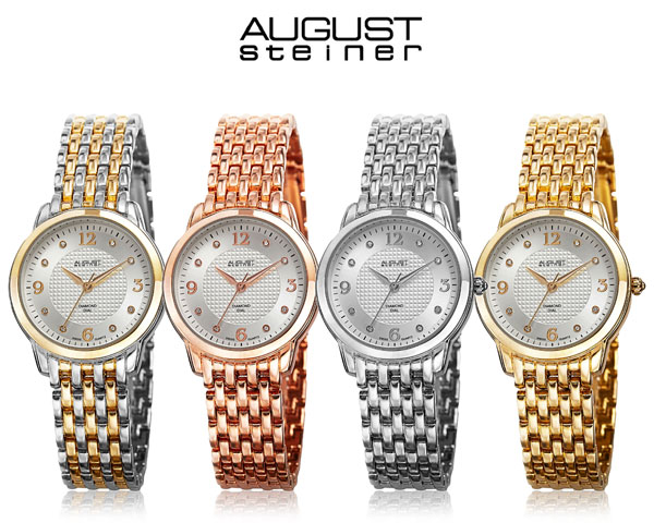 1 Day Fly Lady - August Steiner Horloge Met 8 Diamanten Op Wijzerplaat 1 Day Fly Lady - August Steiner Horloge Met 8 Diamanten Op Wijzerplaat