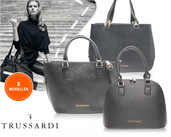 1 Day Fly Lady - Chique Zwarte Trussardi Leren Damestas In 5 Modellen