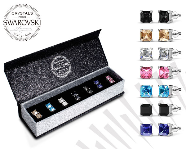 1 Day Fly Lady - Crystals From Swarovski Set Van 7 Paar Oorstekers