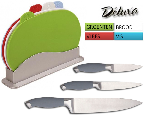 1 Day Fly Lady - Deluxa Snijplanken En 3-Delig Keuken Messenset 1 Day Fly Lady - Deluxa Snijplanken En 3-Delig Keuken Messenset