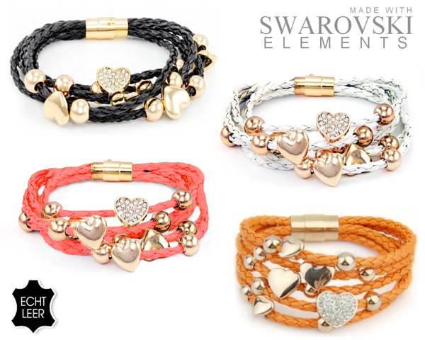 1 Day Fly Lady - Echt Leren Armbandjes Met Swarovski Elements 1 Day Fly Lady - Echt Leren Armbandjes Met Swarovski Elements