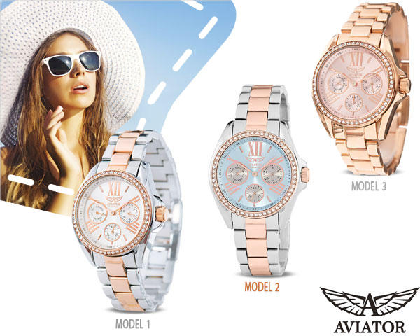 1 Day Fly Lady - Elegante Aviator Dameshorloges 1 Day Fly Lady - Elegante Aviator Dameshorloges