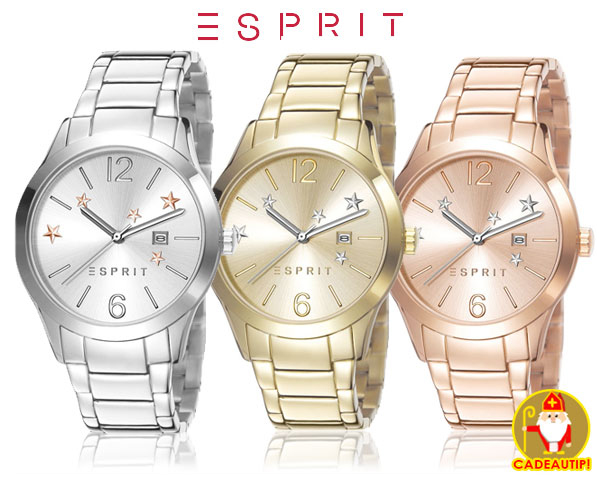 1 Day Fly Lady - Esprit Dameshorloge In 3 Verschillende Kleuren 1 Day Fly Lady - Esprit Dameshorloge In 3 Verschillende Kleuren